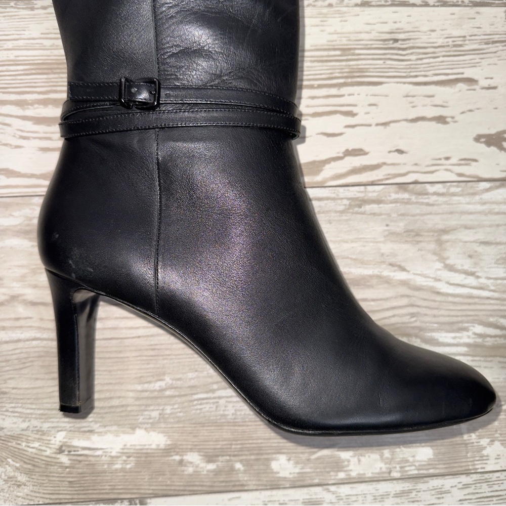 Antonio Melani Black Leather Knee-High Boots Heels‎ Women’s 9M - Picture 11 of 15